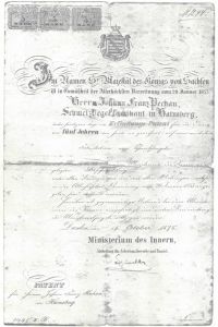 Granting of the first patent on the fabrication of crucibles by King of Saxony in the year 1875.